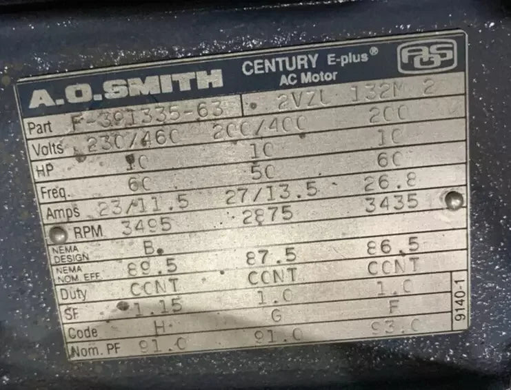 F39133763 Genuine A.O.Smith Motor 230460V Truck To Trailer