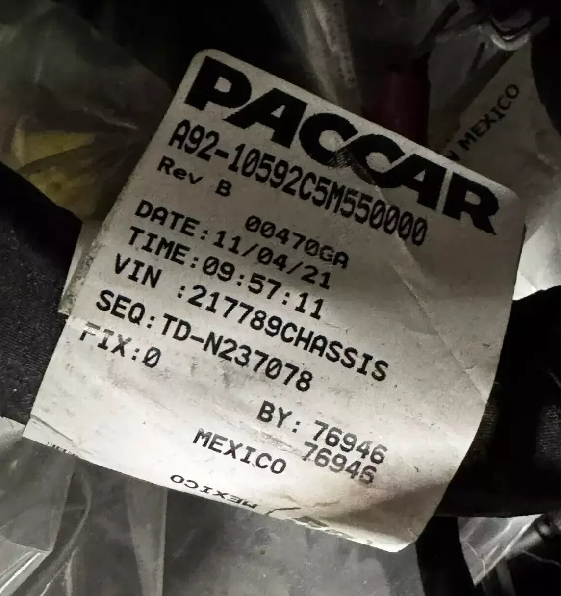 A9210592110000800 Genuine Paccar Wiring Harness - Truck To Trailer