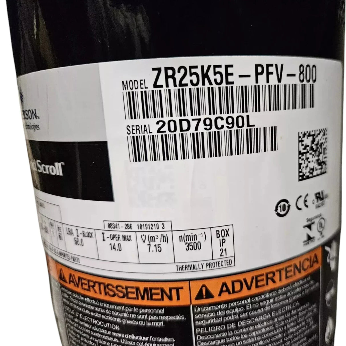 ZP38K5E-PFV-830 Genuine Copeland Scroll Compressor 208-230V - Truck To Trailer