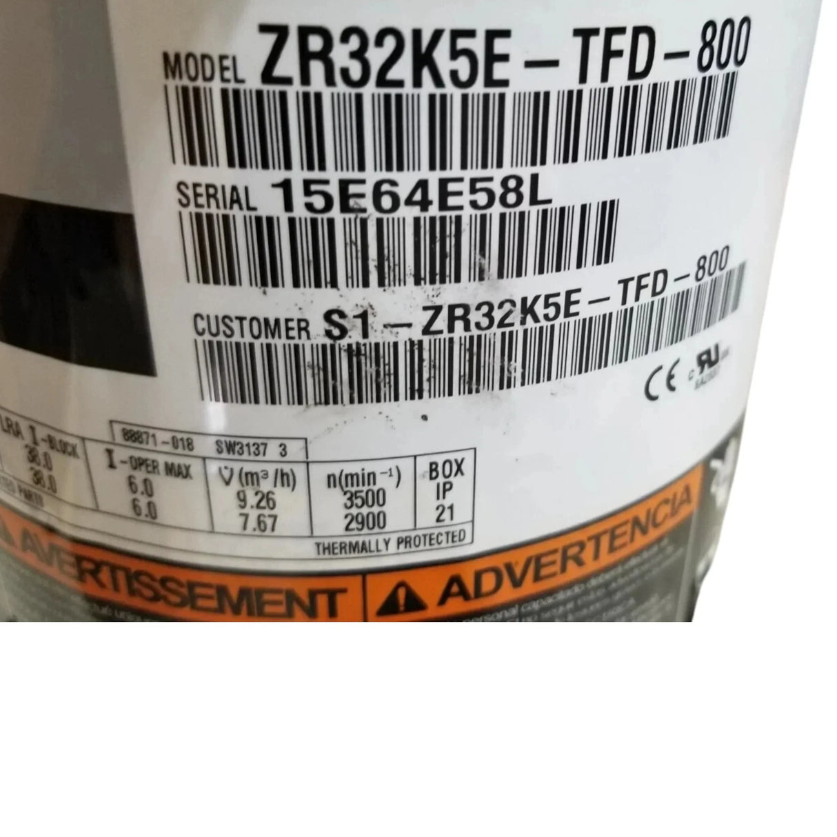 ZR32K5E-TFD-800 Genuine Copeland Scroll Compressor 460V - Truck To Trailer