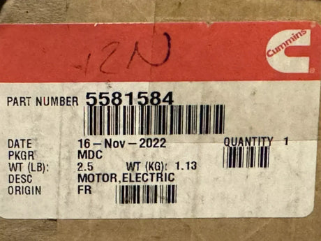 6483416 Genuine Cummins Electric Motor - Truck To Trailer