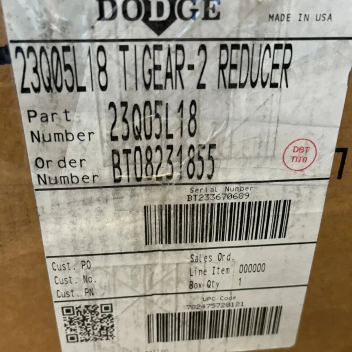 23Q05L18 Genuine Dodge Reducer Gearbox - Truck To Trailer