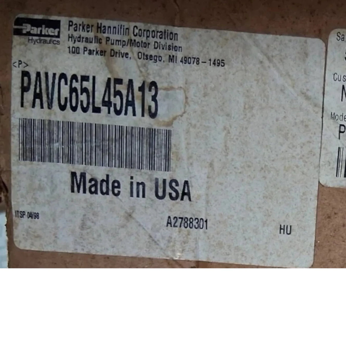 PAVC65L45A13 Genuine Parker Hydraulic Pump - Truck To Trailer