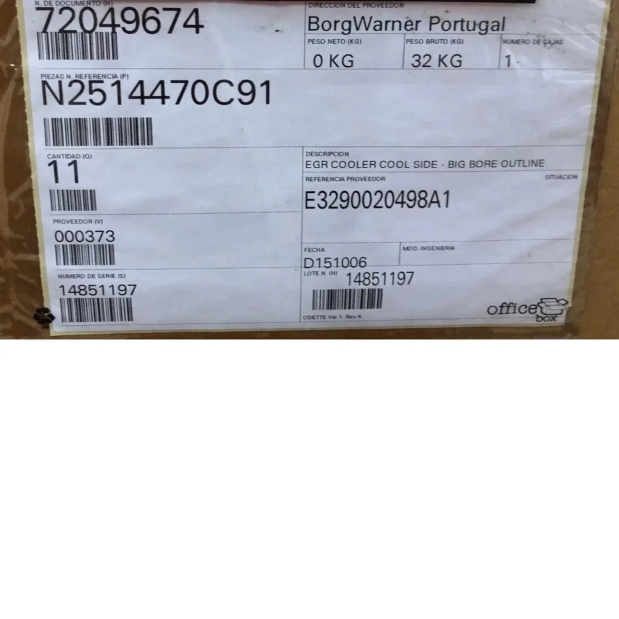 2514470C91 Genuine International EGR Exhaust Gas Recirculation Cooler - Truck To Trailer