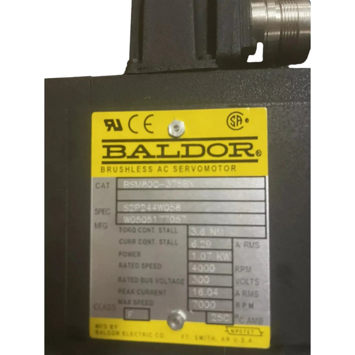 S2P244W058 Baldor Servo Motor Spec - Truck To Trailer