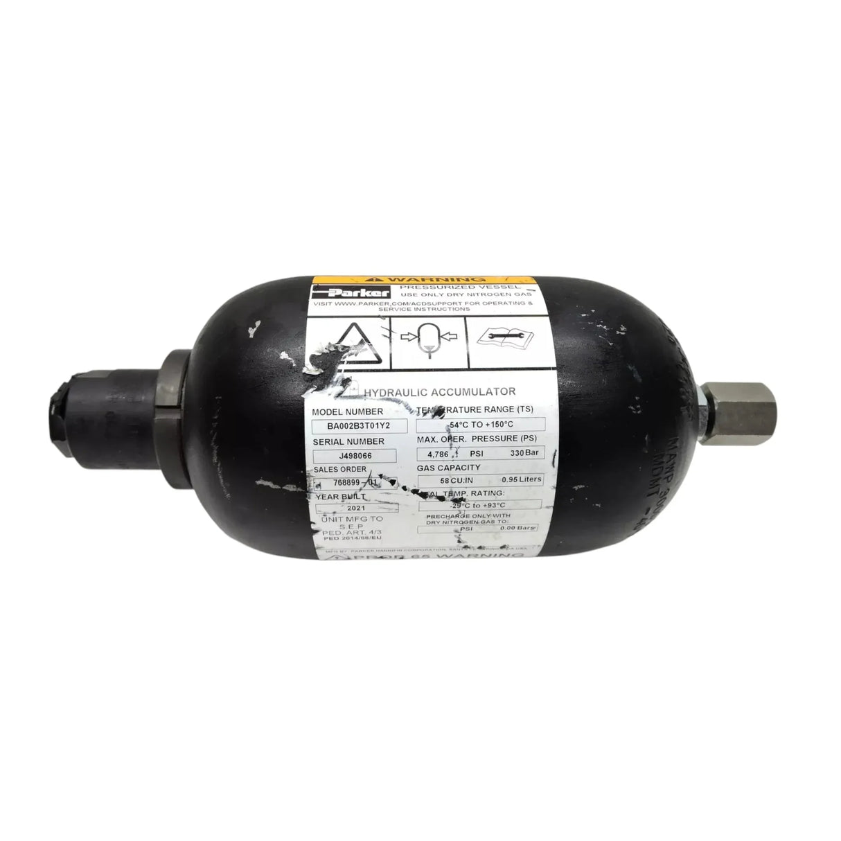 BA002B3T01Y2 Parker Bladder Accumulator - Truck To Trailer