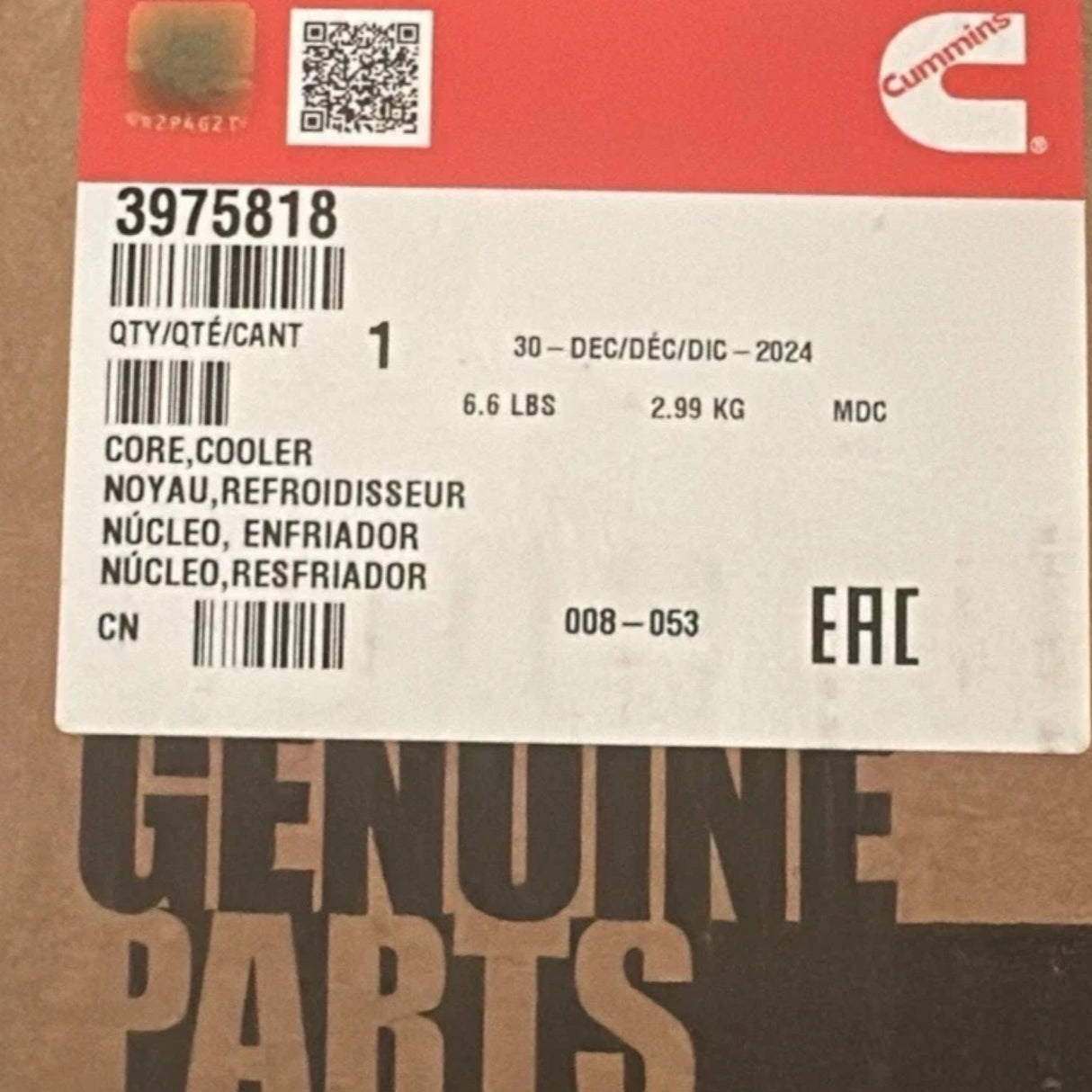 3902434 Genuine Cummins Engine Oil Cooler