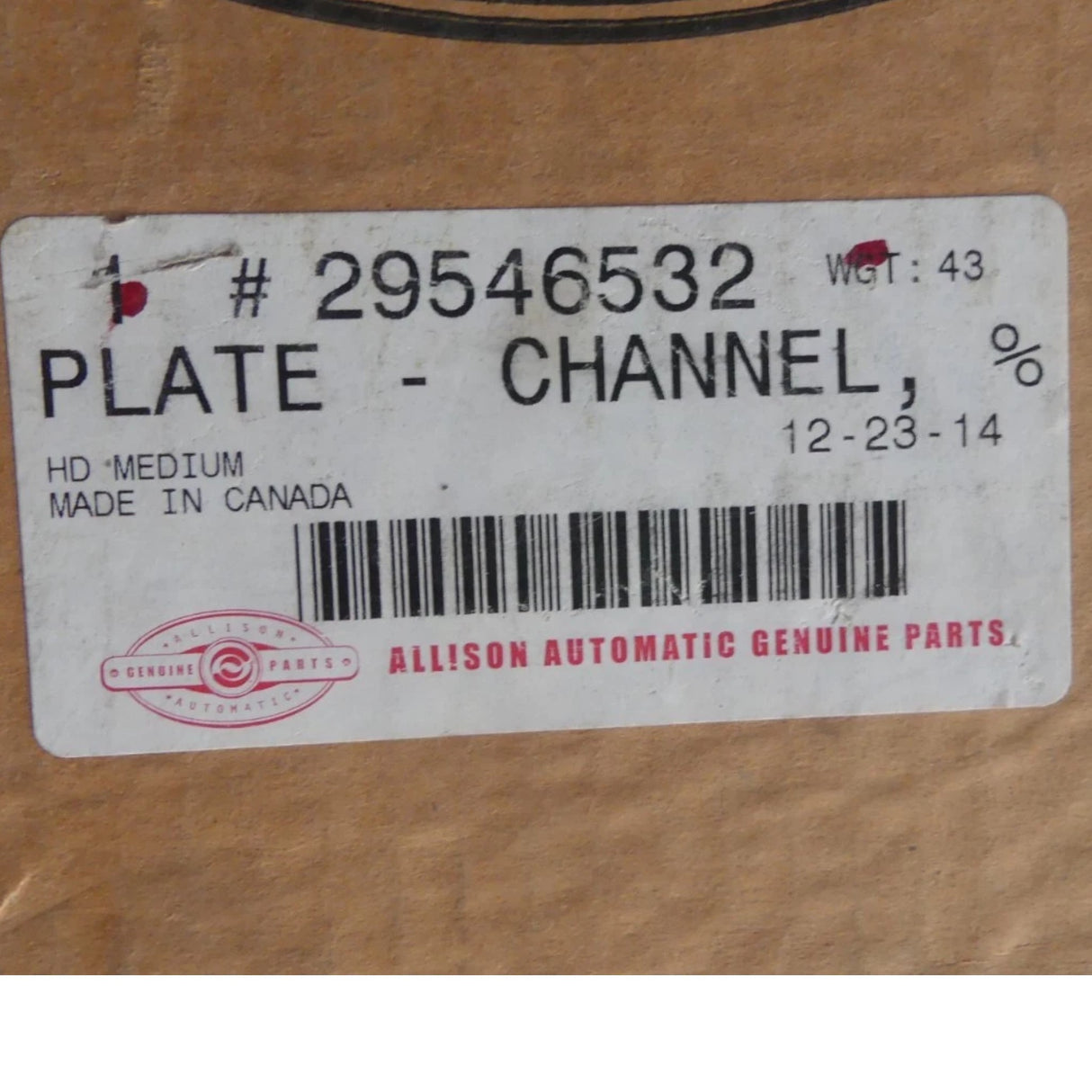 29546532 Genuine Allison Channel Plate