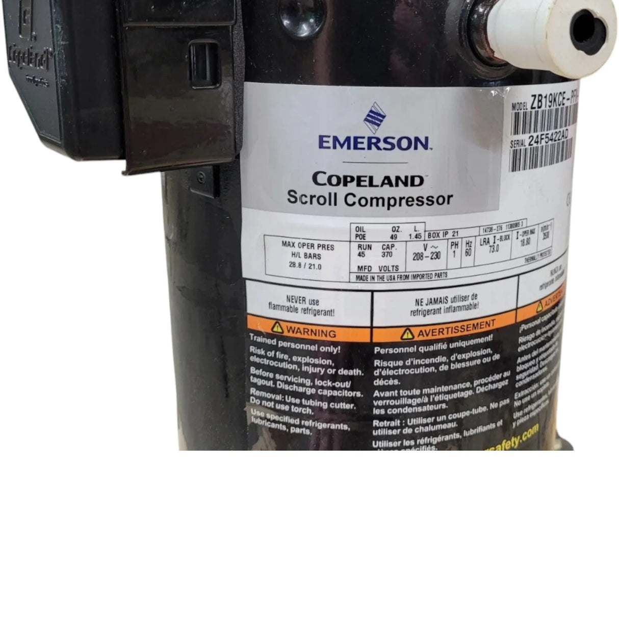 ZB19KCE-PFV-205 Genuine Copeland Scroll Compressor - Truck To Trailer