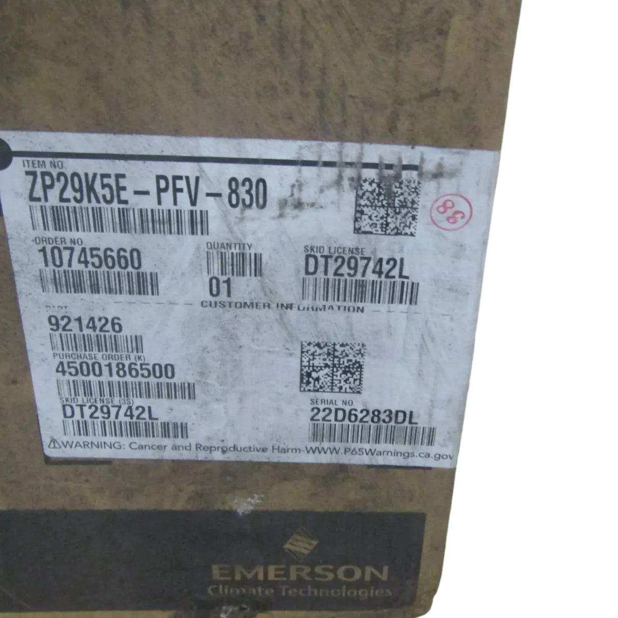 ZP29K5E-PFV-830 Genuine Copeland Scroll Compressor - Truck To Trailer