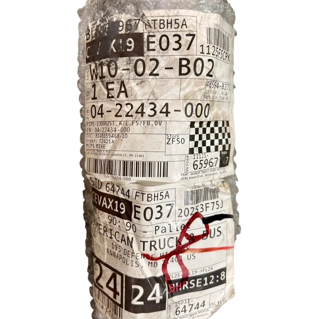 0422434000 Genuine Freightliner Aluminum Exhaust Pipe - Truck To Trailer