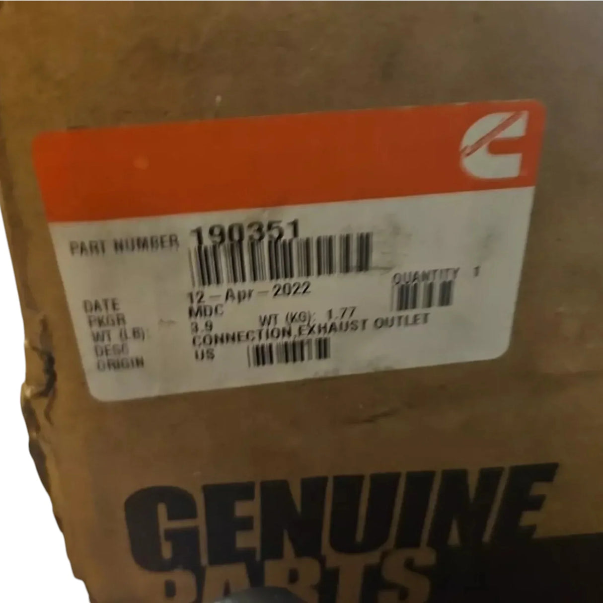 190351 Genuine Cummins Exhaust Outlet Connection - Truck To Trailer