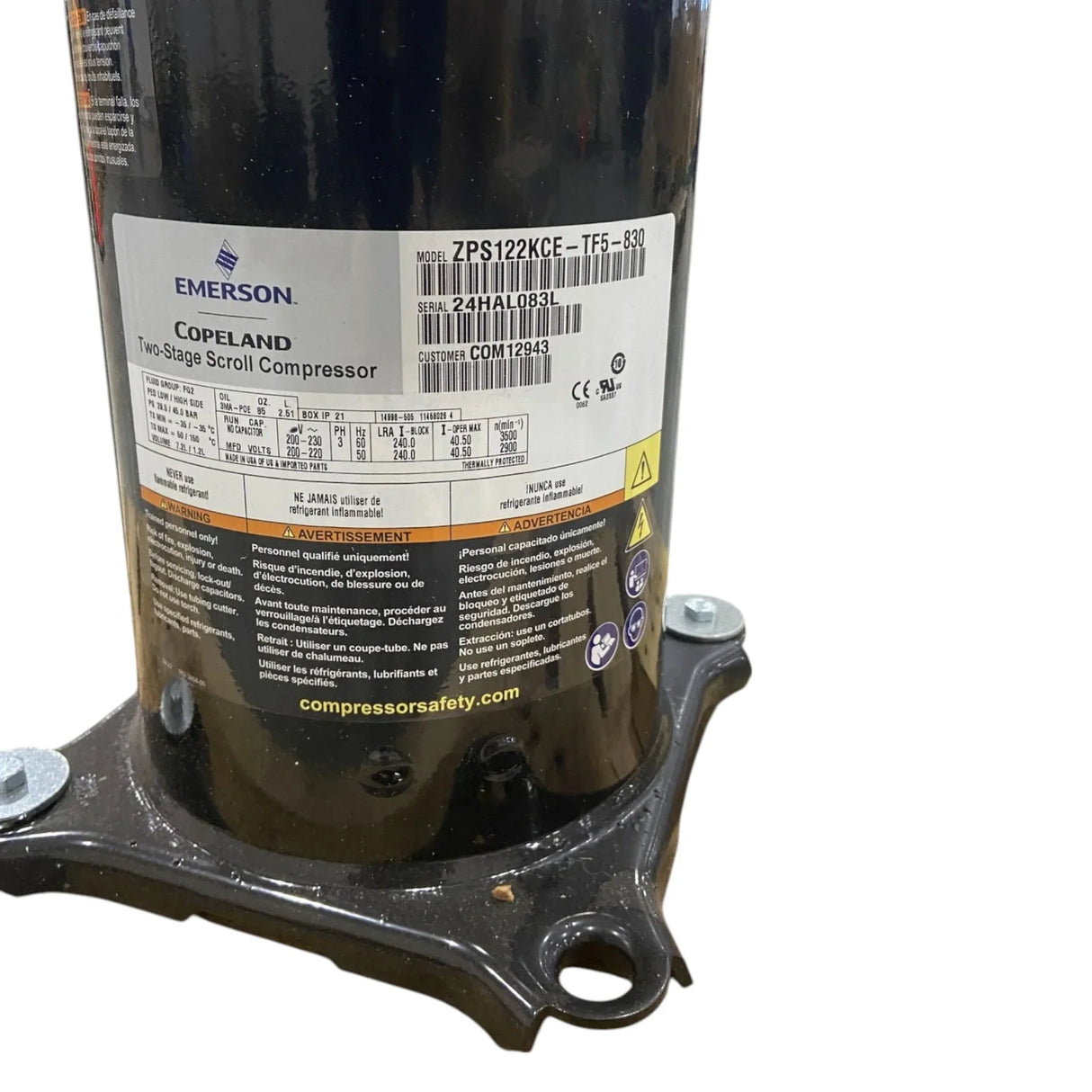 ZPS122KCE-TF5-830 Genuine Copeland Scroll Compressor - Truck To Trailer