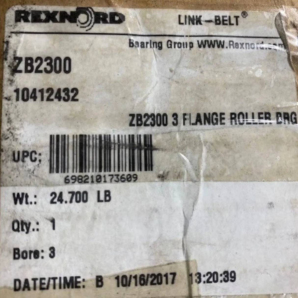 ZB2300 Genuine Rexnord Four-Bolt Round Roller Bearing Unit - Truck To Trailer