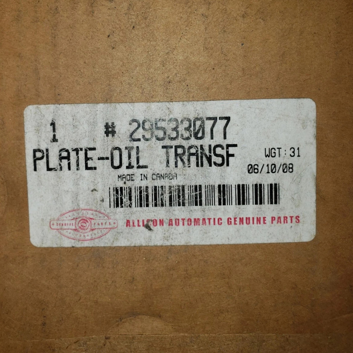 29533077 Genuine Allison Plate, Oil Transfer