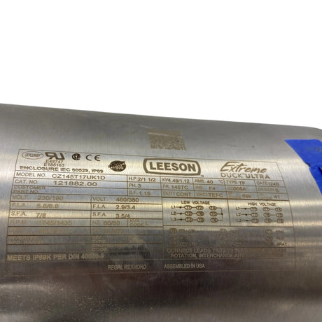 121882.00 Leeson 3-Phase Ultra Washdown Motor