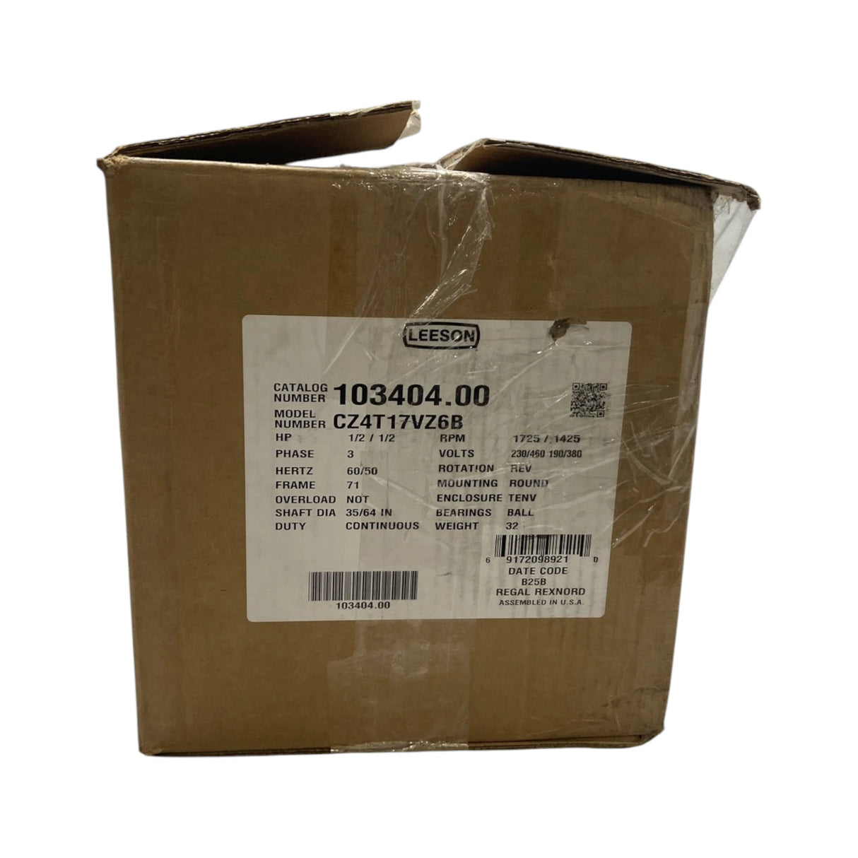 103404.00 Genuine Leeson Washdown Duty Motor