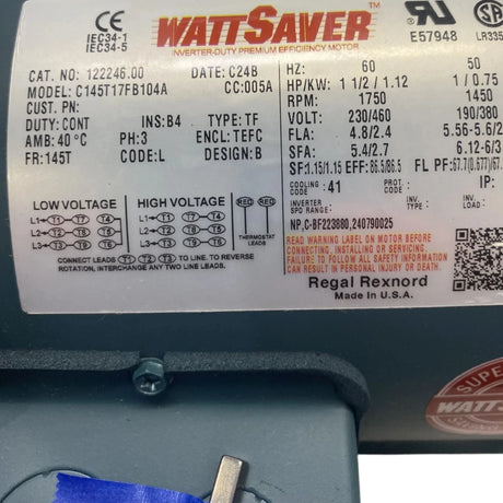 122246.00 Lesson Motor 3 Phase Enclosed - Truck To Trailer