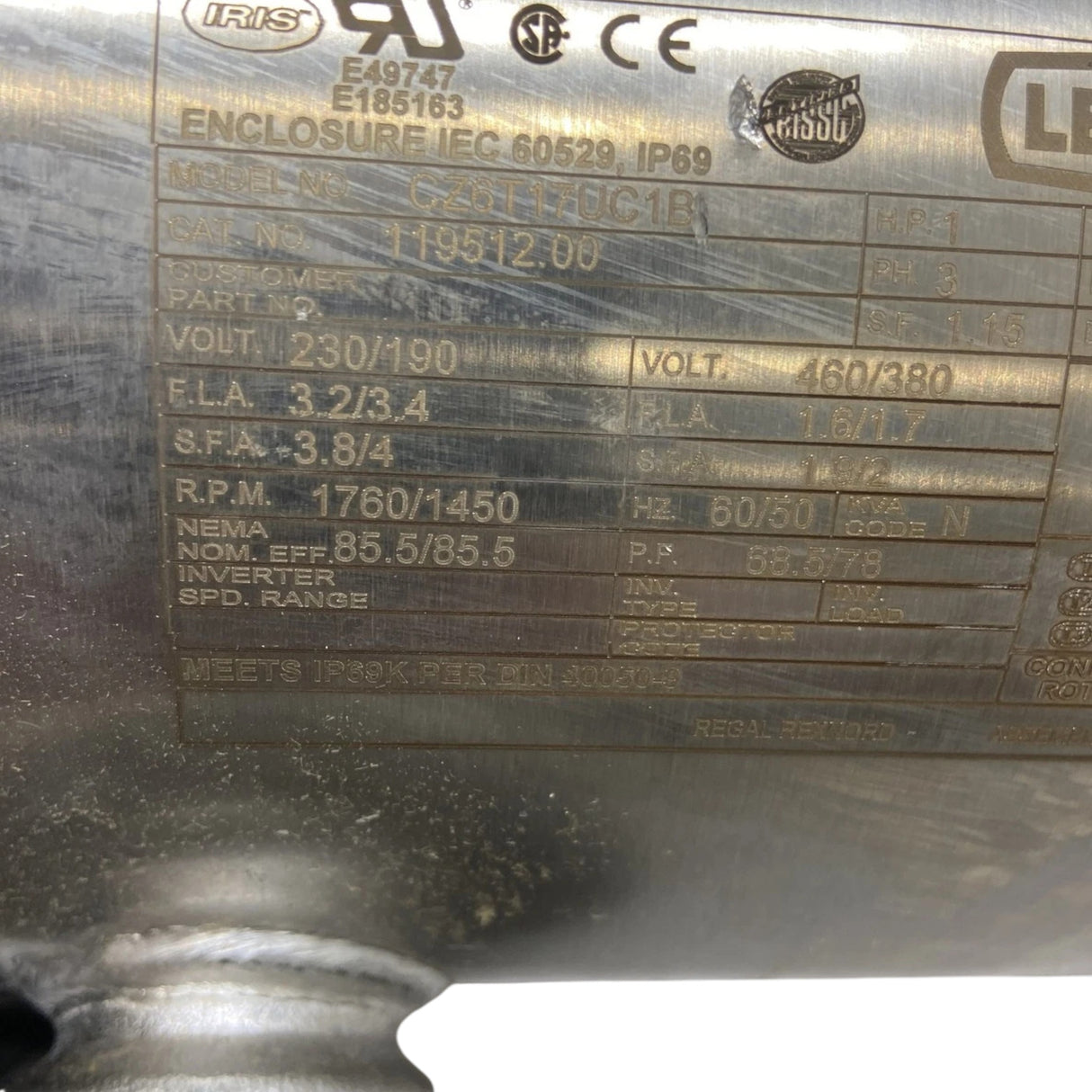 119512.00 Leeson Washdown Duty Motor
