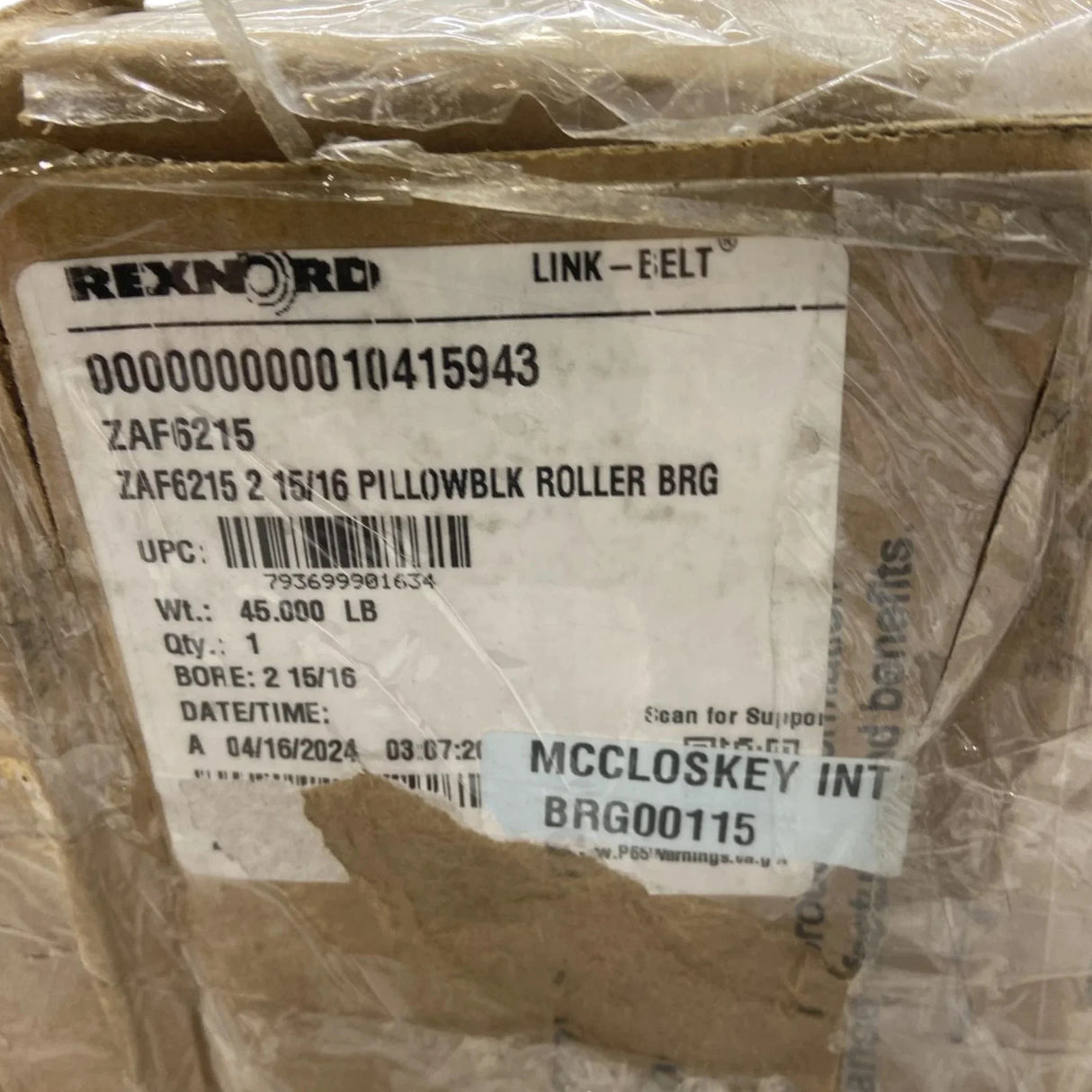 ZAF6215 Genuine Rexnord Pillow Block Roller Bearing - Truck To Trailer