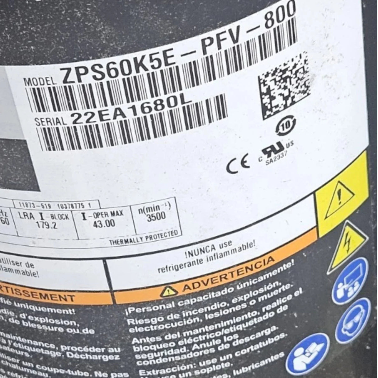 ZPS60K5E-PFV-800 Genuine Copeland Scroll Compressor - Truck To Trailer