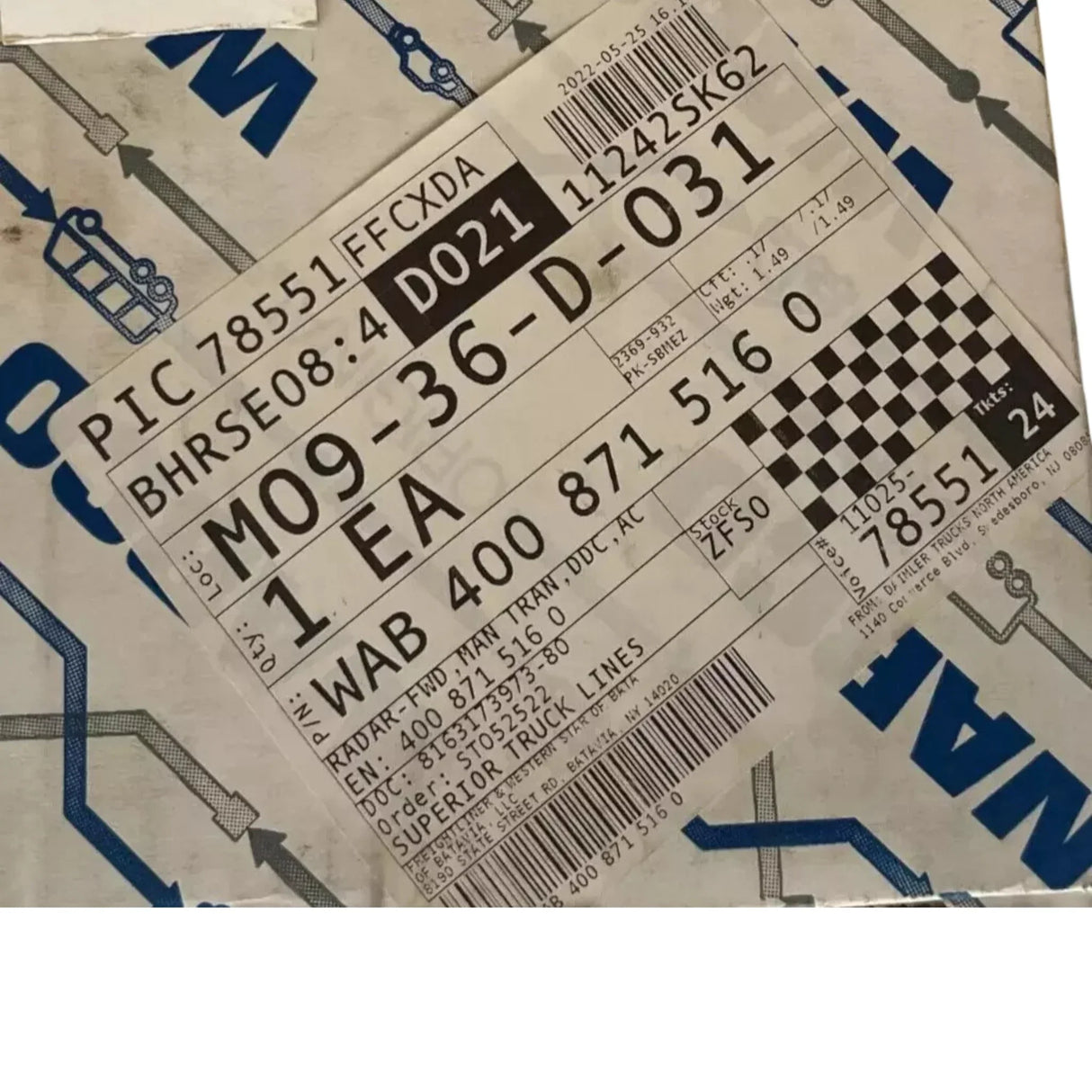 400 871 516 0 Genuine Wabco Radar Sensor Unit - Truck To Trailer