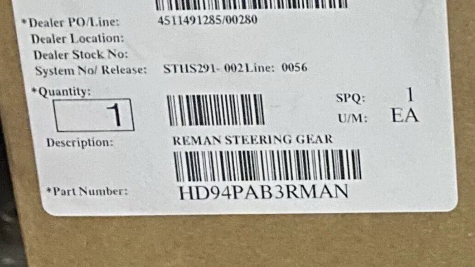 HD94PAB3RMAN Genuine Sheppard Steeering Gear HD94 - Truck To Trailer