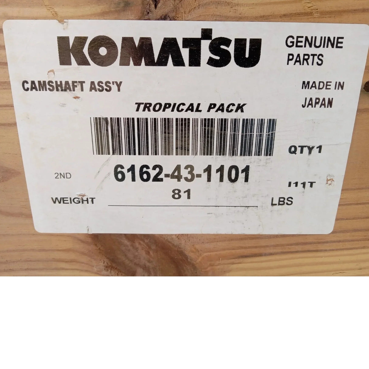 6162-43-1101 Genuine Komatsu Camshaft Assembly - Truck To Trailer