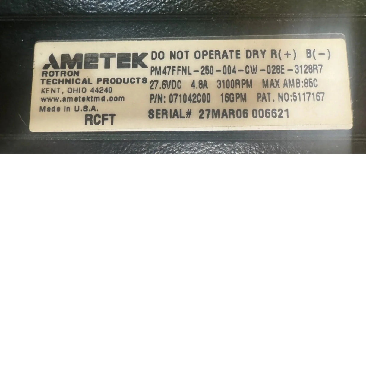 071042C00 Genuine Ametek Pump 27.6V 4.8A - Truck To Trailer