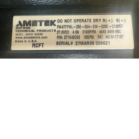 071042C00 Genuine Ametek Pump 27.6V 4.8A - Truck To Trailer