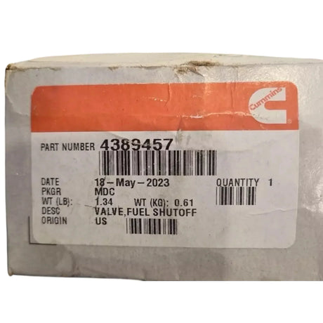2883324 Genuine Cummins Fuel Shutoff Valve - Truck To Trailer