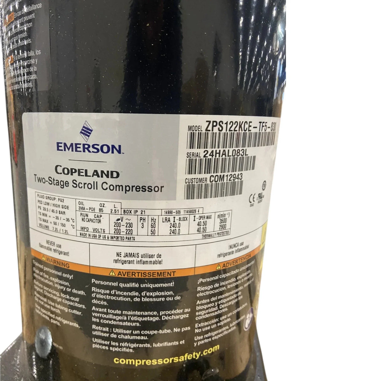 ZPS122KCE-TF5-830 Genuine Copeland Scroll Compressor - Truck To Trailer