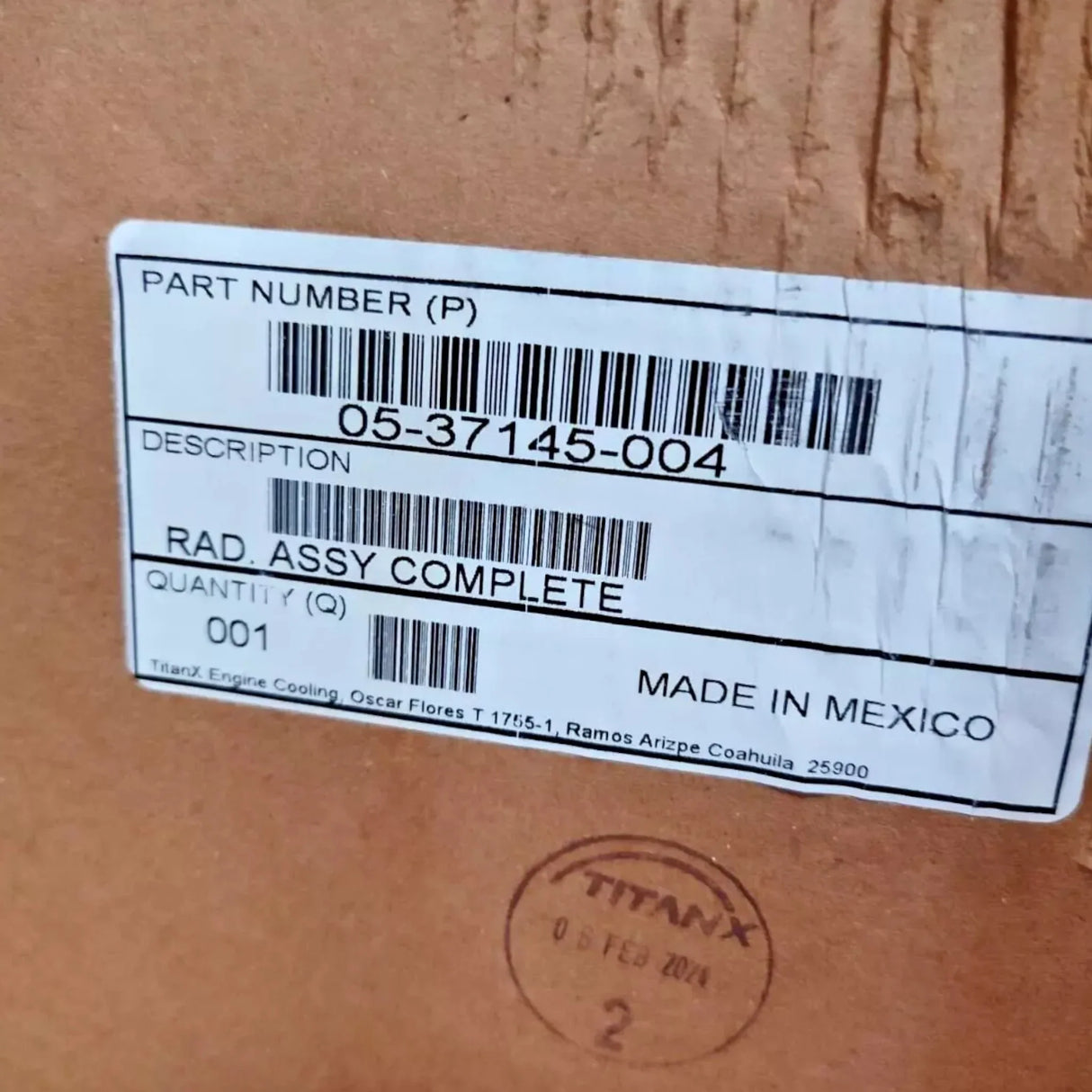 05-37145-004 Genuine Freightliner Radiator Assembly - Truck To Trailer