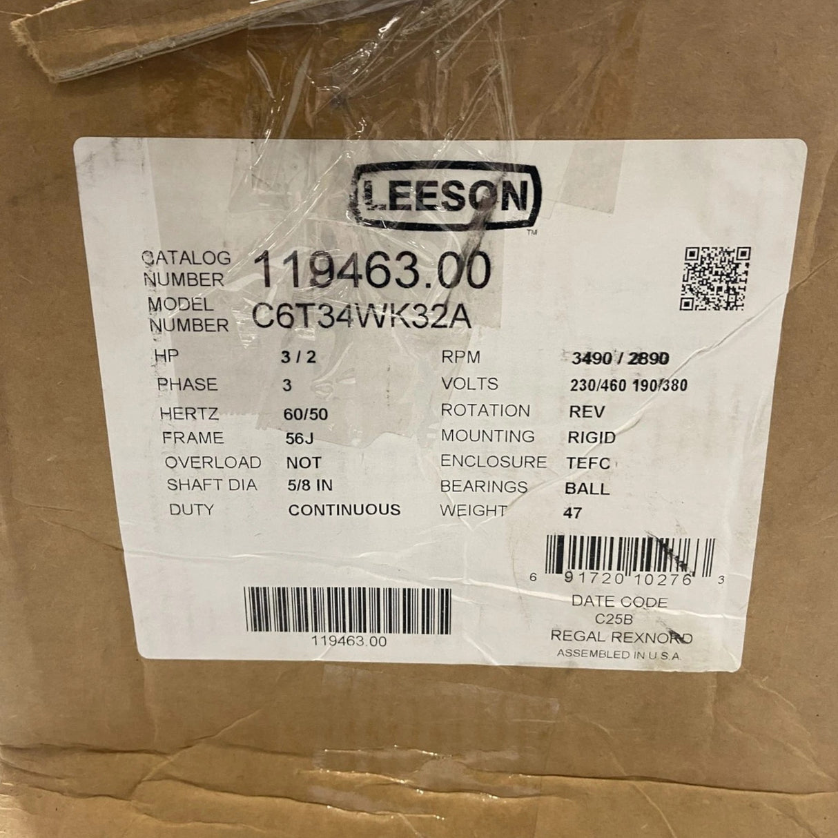 119463.00 Genuine Leeson Washdown Jet Pump Motor