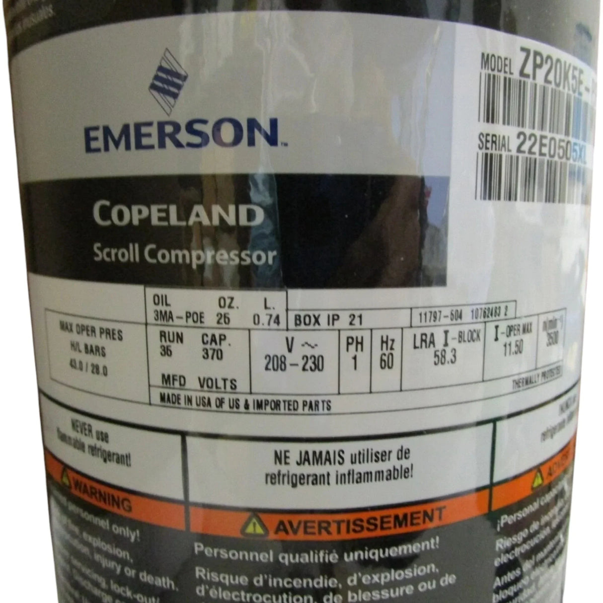 ZP20K5E-PFV-830 Genuine Copeland Scroll Compressor - Truck To Trailer