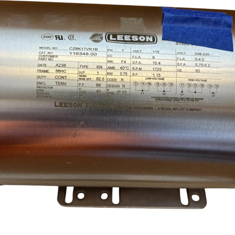 116348.00 Leeson Stainless Washdown Motor - Truck To Trailer