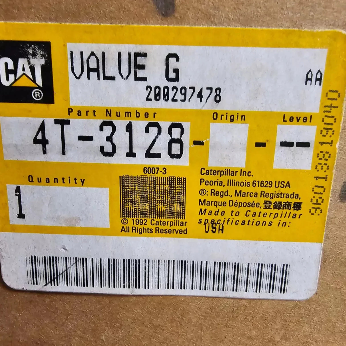 4T-3128 Caterpillar Valve G - Truck To Trailer
