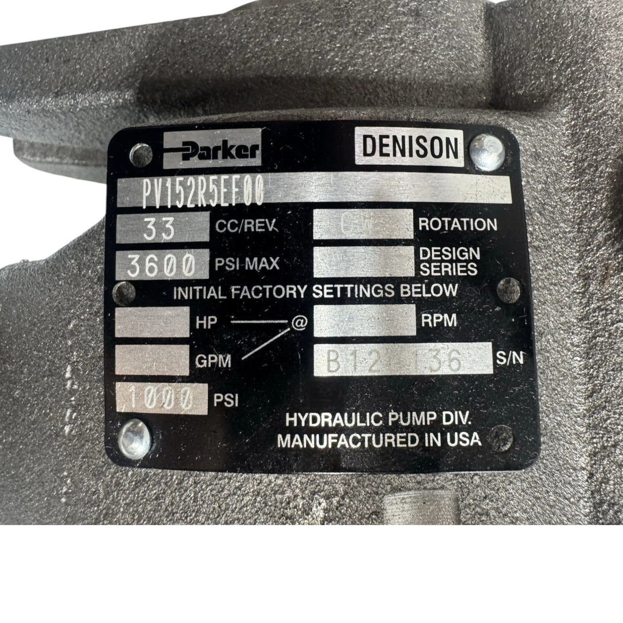 PV152R5EF00 Genuine Parker Hydraulic Piston Pump