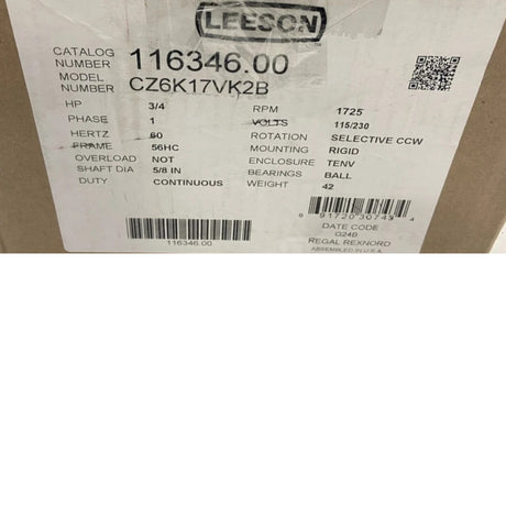 116346.00 Leeson Washdown Motor 115/208-230V
