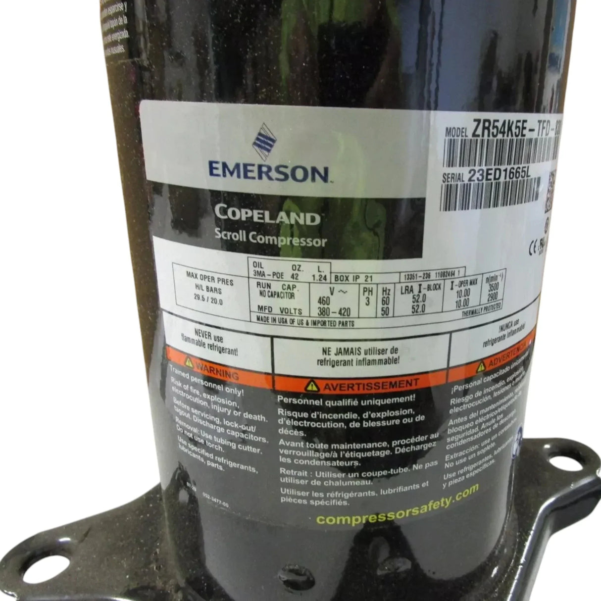 ZR54K5E-TFD-830 Copeland Scroll Compressor - Truck To Trailer