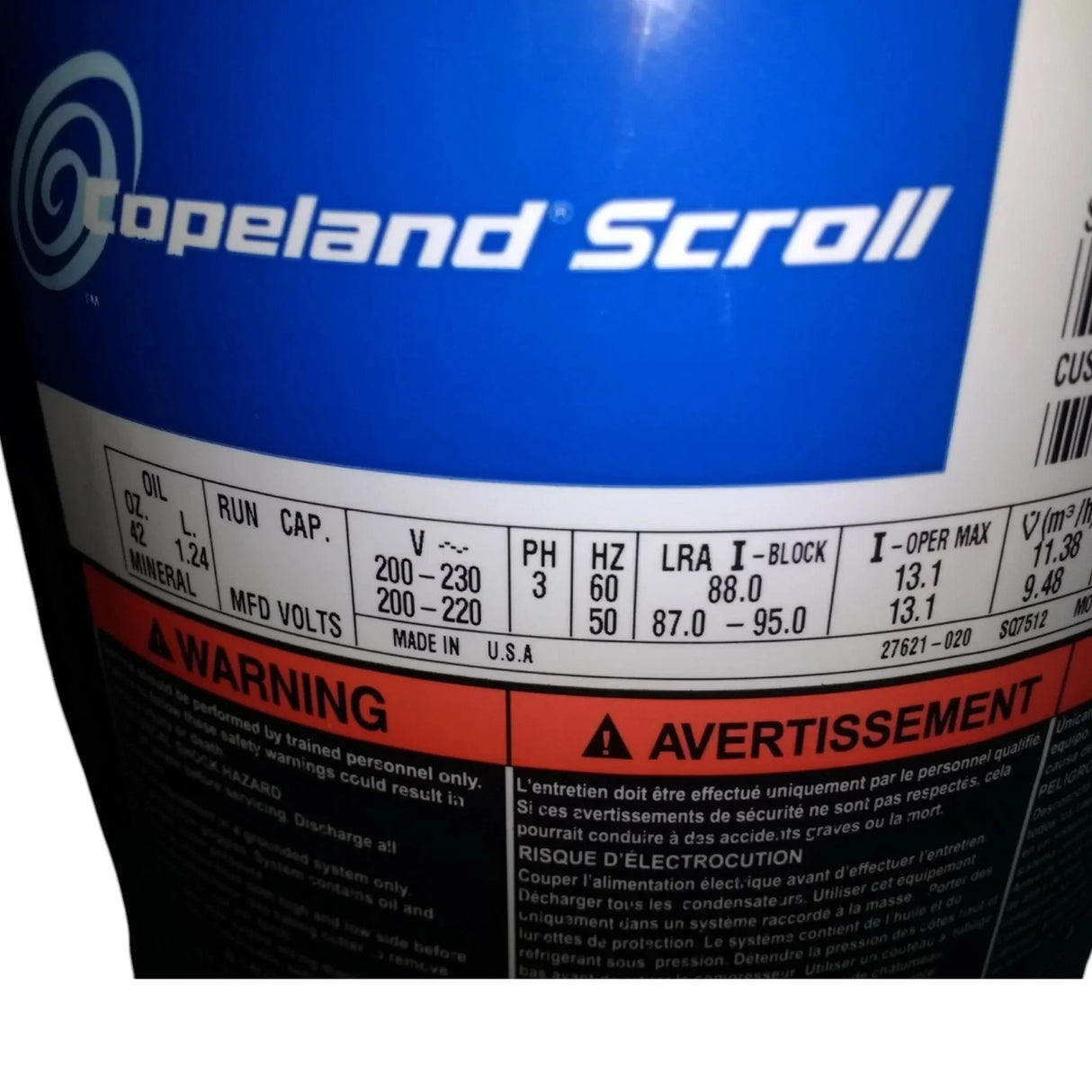 ZR40K3-TF5-830 Copeland Scroll Compressor - Truck To Trailer