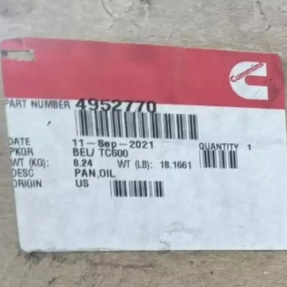 3895628 Genuine Cummins Oil Pan - Truck To Trailer