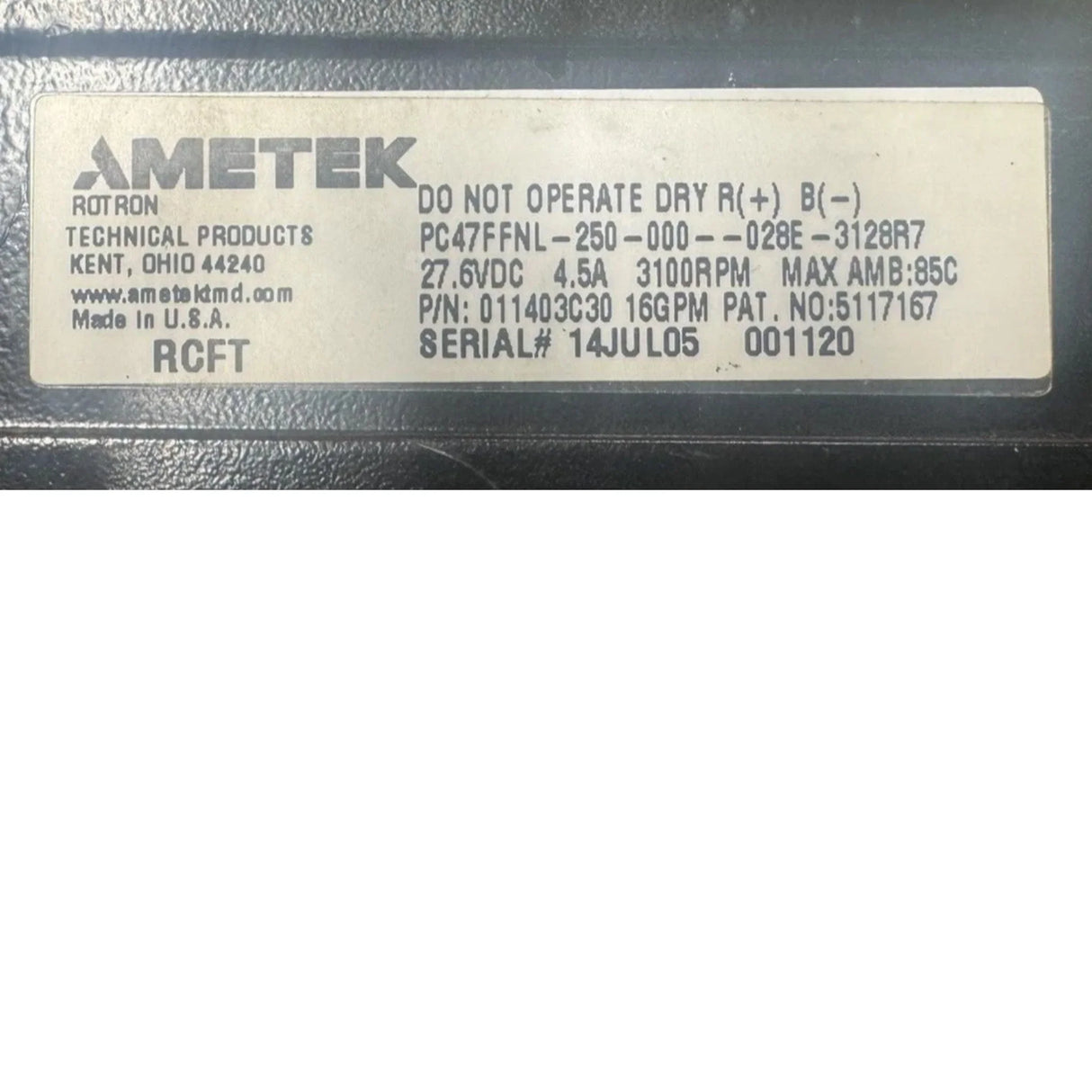 011403C30 Genuine Ametek Pump Assembly - Truck To Trailer
