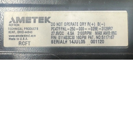 011403C30 Genuine Ametek Pump Assembly - Truck To Trailer