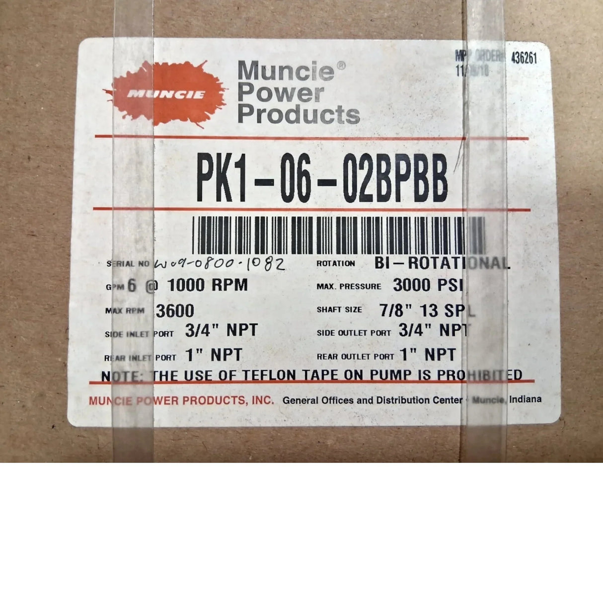 PK1-06-02BPBB Genuine Muncie Hydraulic PTO Pump - Truck To Trailer