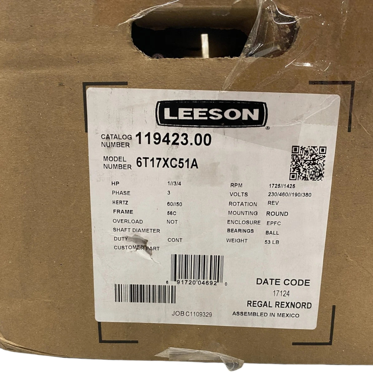 119423.00 Genuine Leeson 3-Phase Motor