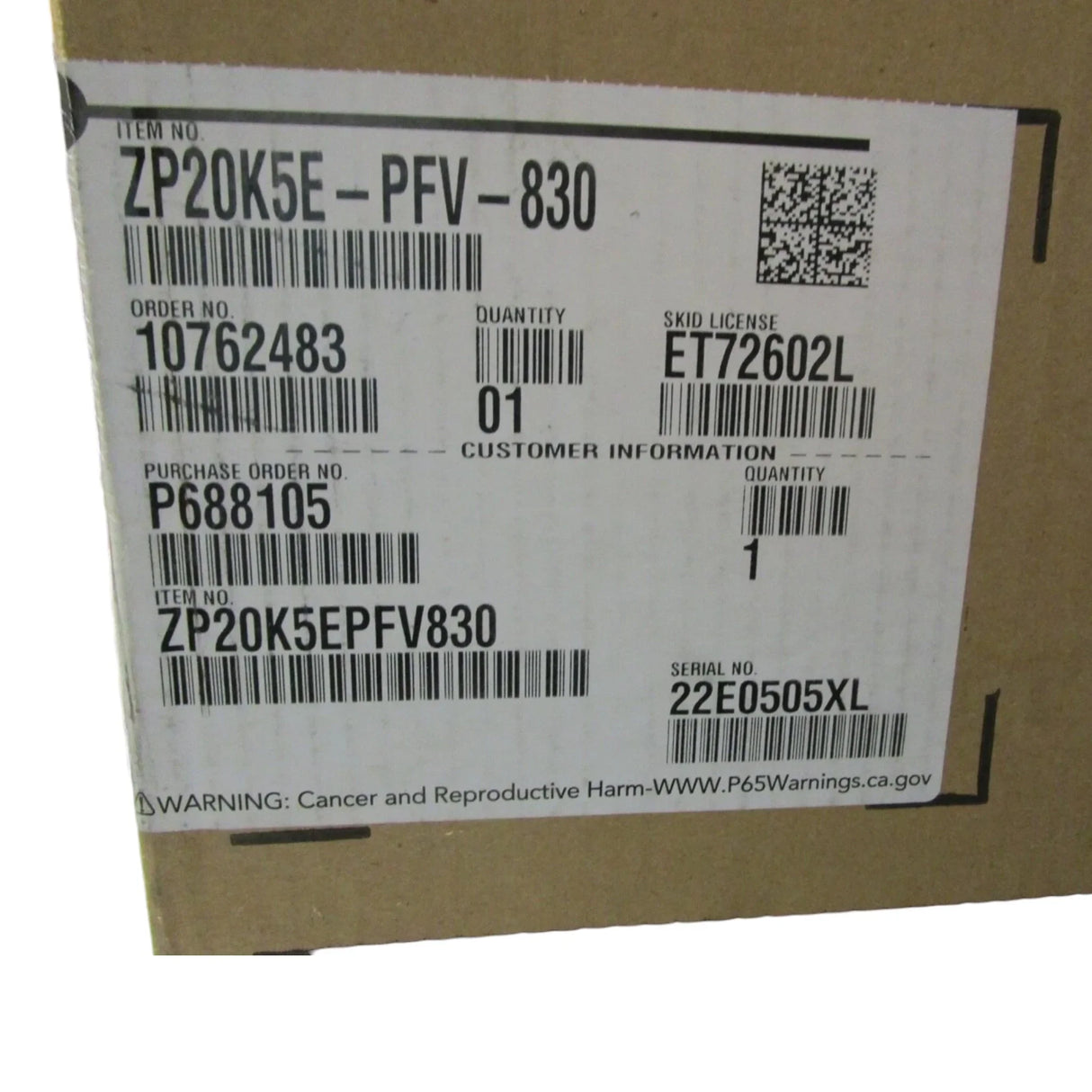 ZP20K5E-PFV-830 Genuine Copeland Scroll Compressor - Truck To Trailer