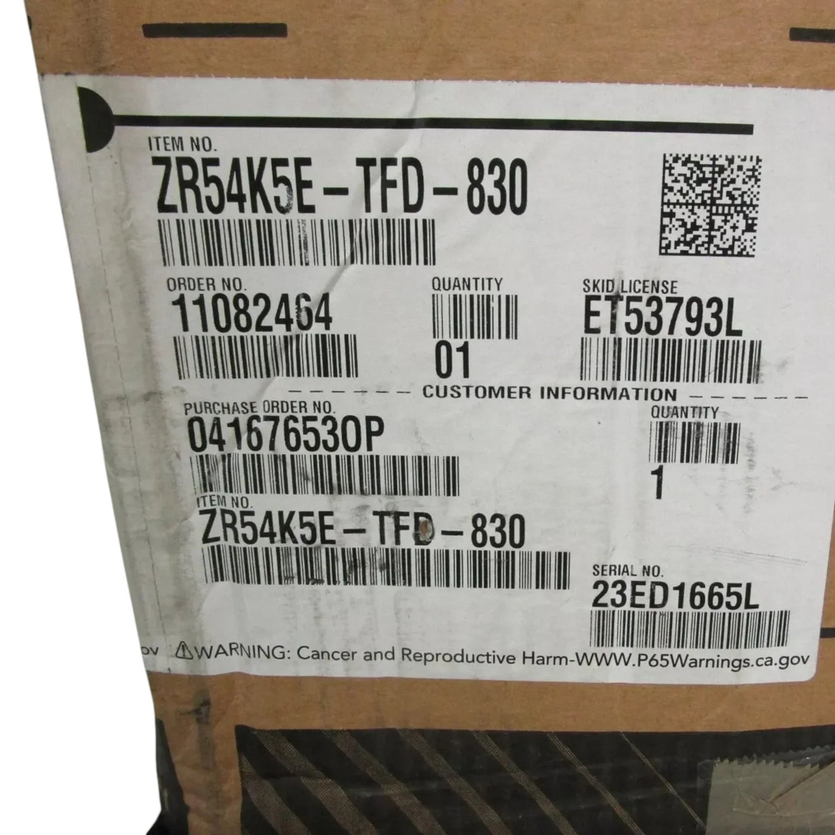 ZR54K5E-TFD-830 Copeland Scroll Compressor - Truck To Trailer