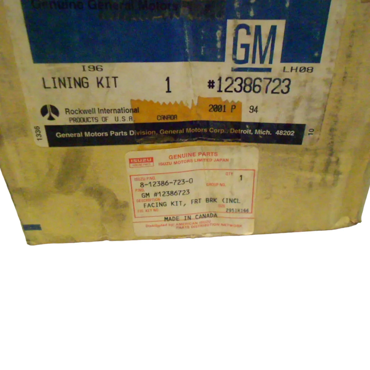 12386723 GM Brake Shoe Facing Kit - Truck To Trailer