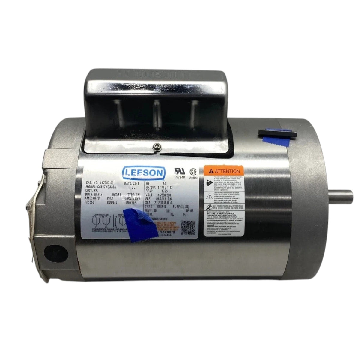 117383.00 Genuine Leeson General Purpose Motor 115/208-230V